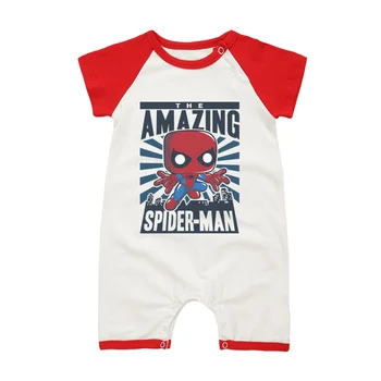 

Summer Newborn Baby Boys Girls Clothes Spiderman Printing Infant Cotton Rompers Short Sleeve Babies Clothing Jumpsuit