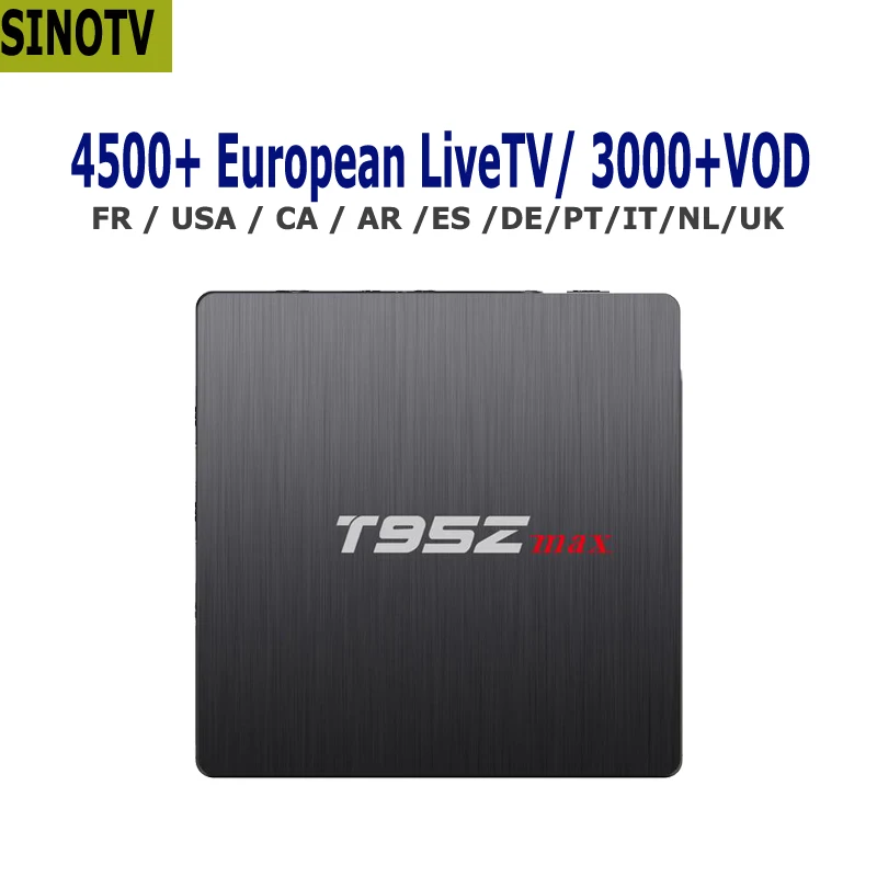 T95Z Max 4 K Мультимедийный проигрыватель с IPTV с Китайско ТВ 1 год на арабском и французском языках ТВ посылка Великобритании испанский Португалия Германия, США, Канада, Каналы M3U