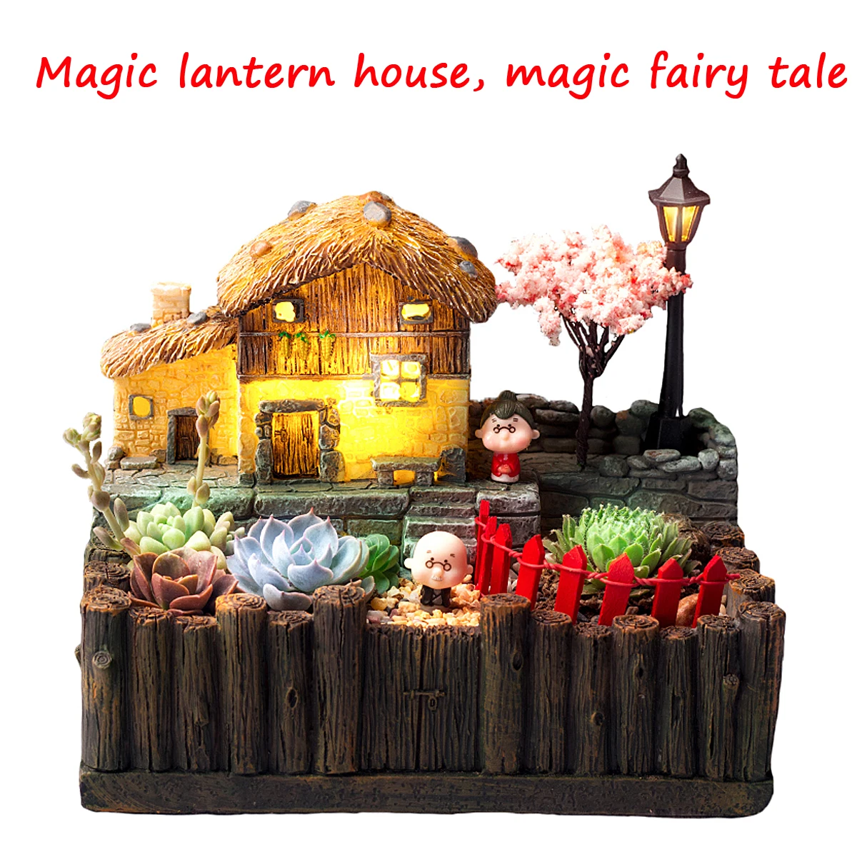 

LED Tower Garden Plant Basket Flower Pot Hanging Succulents Holder House Bonsai Herb Trough Box Home Garden Courtyard Decoration