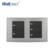 Wallpad 5 Gang 2 способ настенный выключатель с Светодиодный индикатор роскошный гладкая металлическая панель настенный выключатель света 10A AC110~ 250 V 160*86 мм
