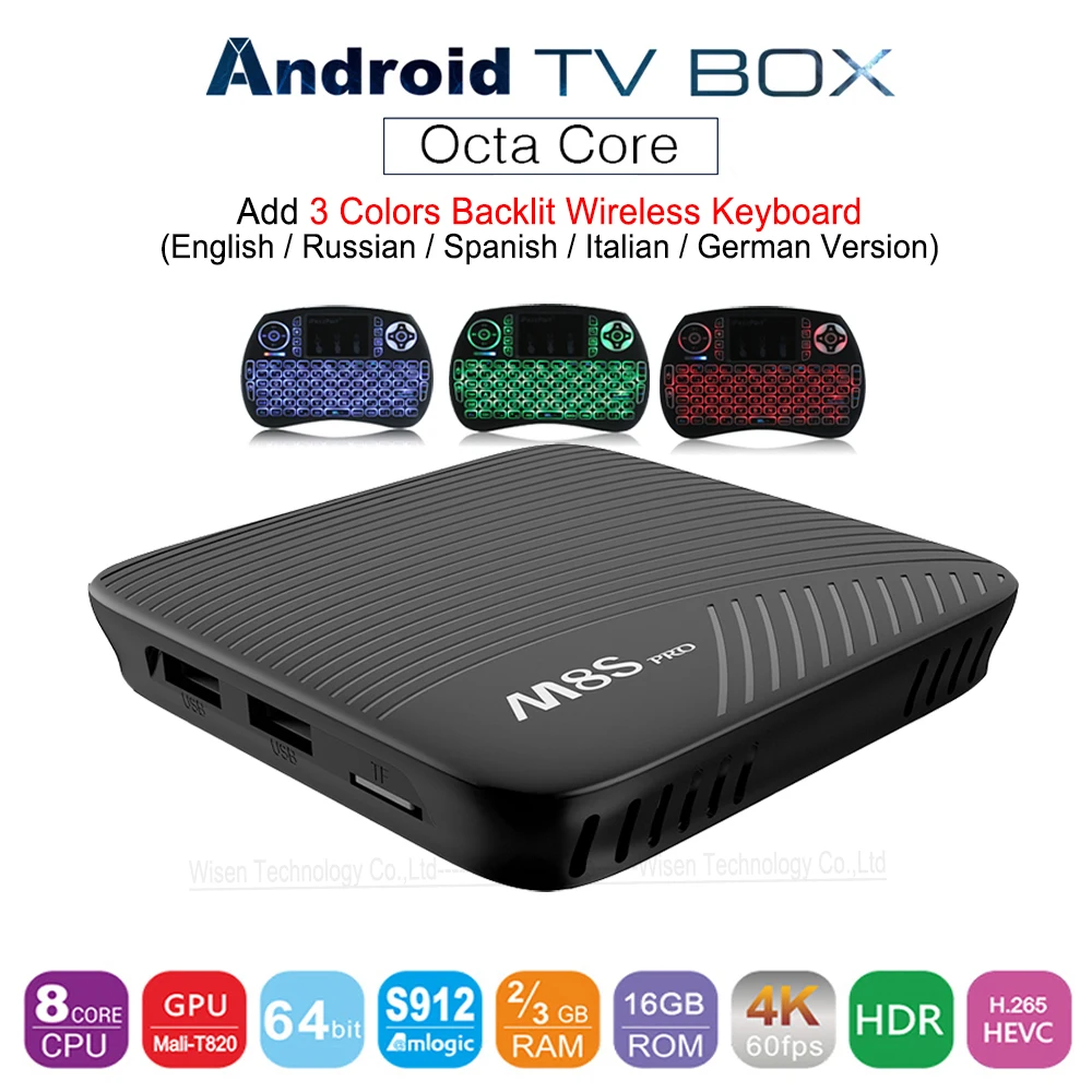 MECOOL M8S PRO Android 7 1 Smart ТВ коробка 3 ГБ DDR4 16 Amlogic S912 64 бит 8 ядер UHD 4 К BT4.1 2 г/5 г Wi-Fi KDI