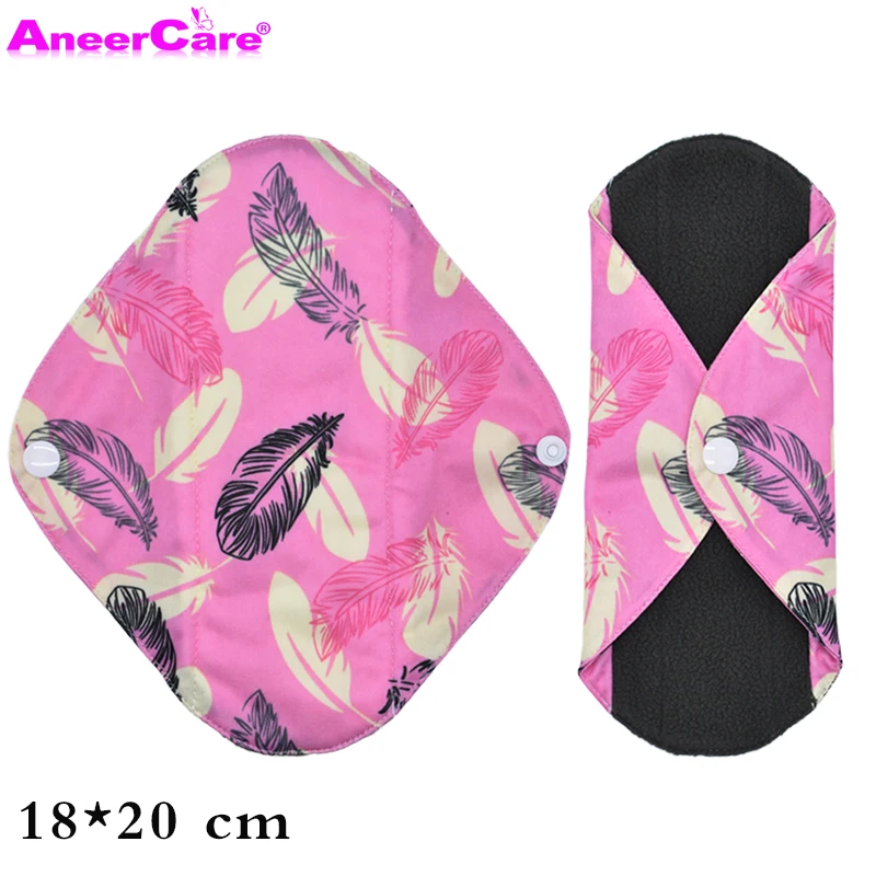 

5 Pcs Cloth Menstrual Pad Sanitary Bamboo Charcoal Reusable Washable Panty Liner Regular Overnight