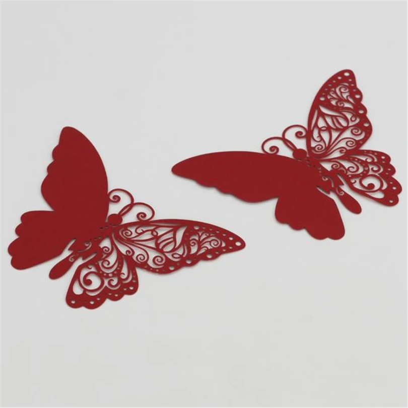 New 50 Pcs Butterfly Wine Glass Paper Card for Wedding Party White Wedding Party Decoration Table Seat Decoration #Q21R (19)