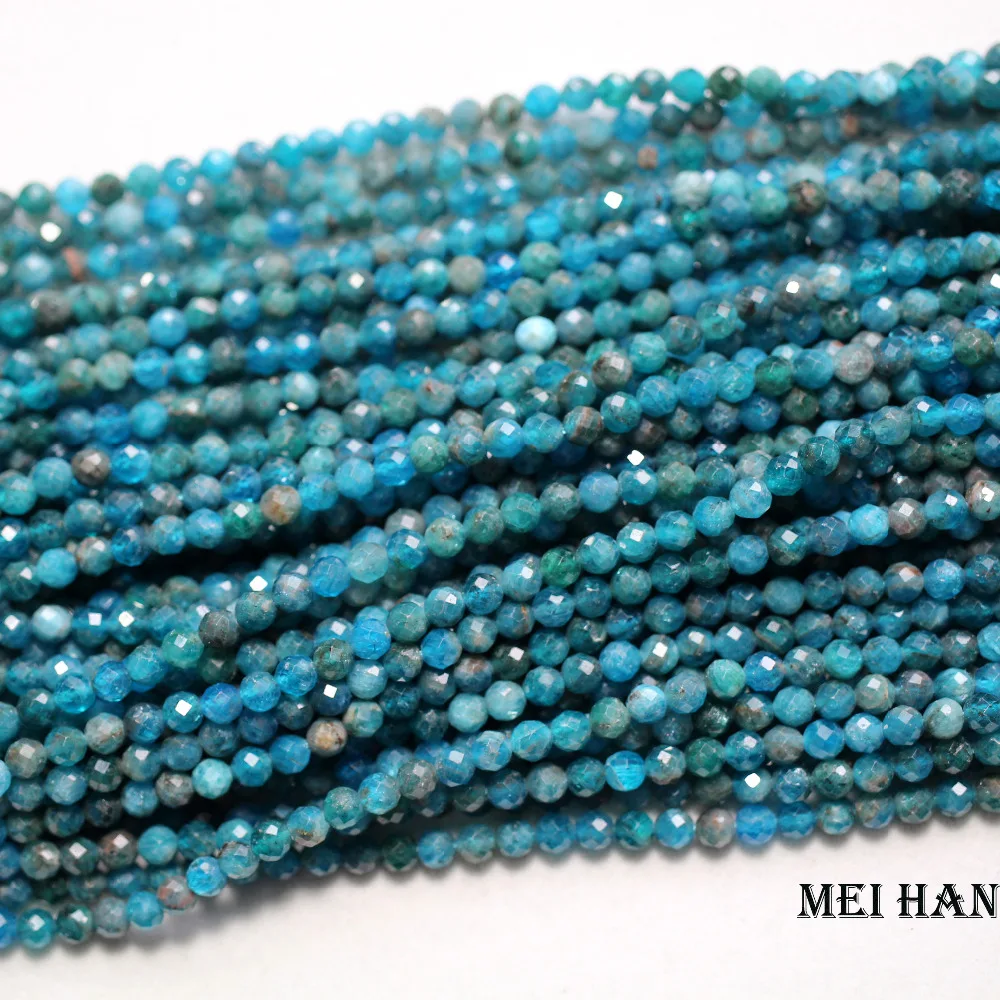 Meihan Натуральный Синий Апатит 2,5 мм(5 нитей/комплект) граненый круглый свободно Прикрепленный драгоценный камень бусины для diy браслет женщина ожерелье