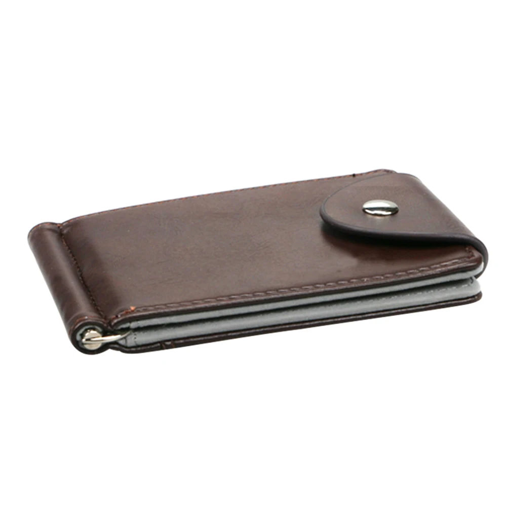 Мужской кошелек-сумочка, короткий дизайн, модная Пряжка, искусственная кожа, прочный для денег, карты, монеты, новинка - Цвет: Серый