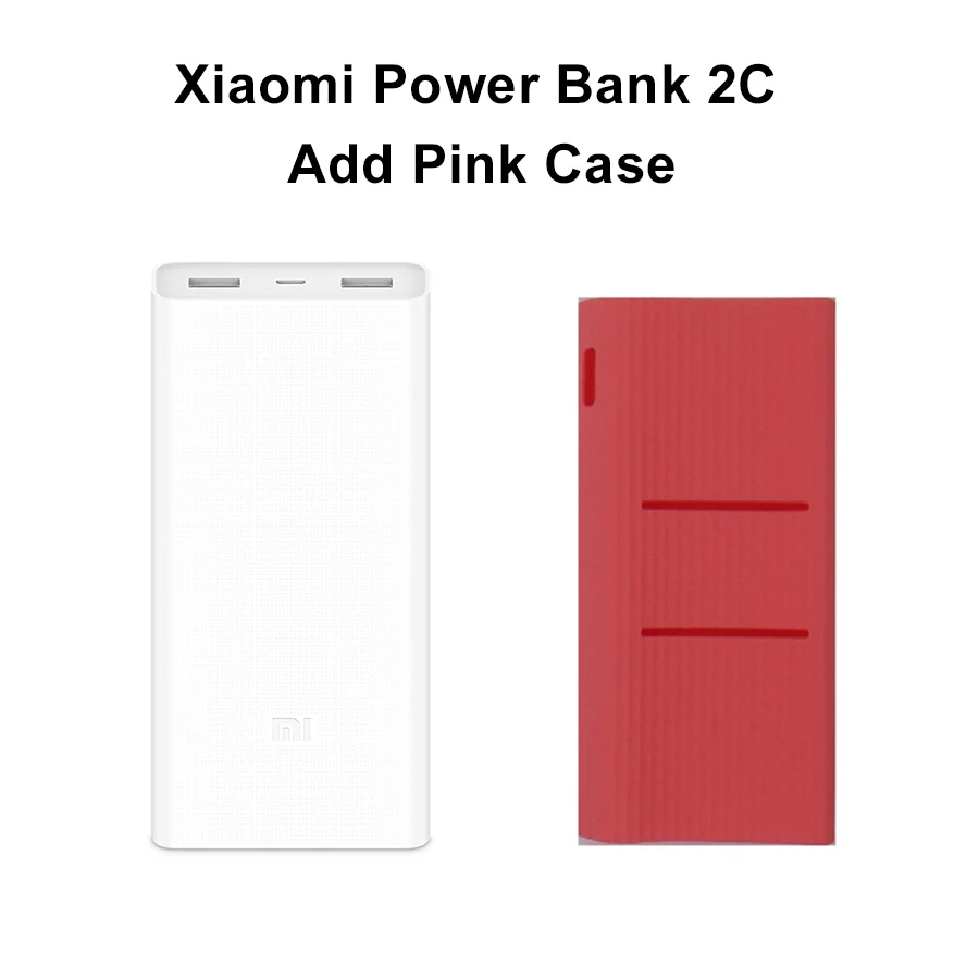 Xiao mi power Bank 20000 мАч 2C портативный аккумулятор mi внешний аккумулятор power bank 20000 мАч поддержка QC3.0 Dual USB для мобильных телефонов - Цвет: 2C Add Pink Case
