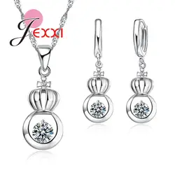 Jemmin модный бренд комплект ювелирных изделий для леди 925 серебро кристалл кулон Цепочки и ожерелья серьги наборы для Для женщин