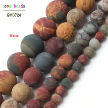 4-10 мм бусины из натурального камня тусклый полированный матовый камень Пикассо Круглые бусины для изготовления ювелирных изделий 15 дюймов