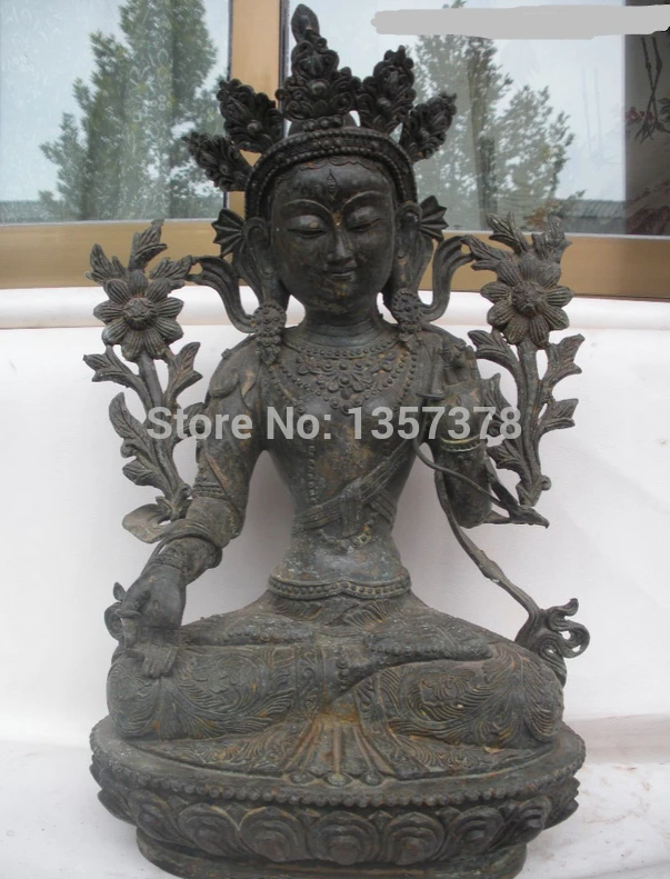 

shitou 001108 17"Tibet Buddhism Folk Classical bronze White Tara buddha Kwan-Yin statue