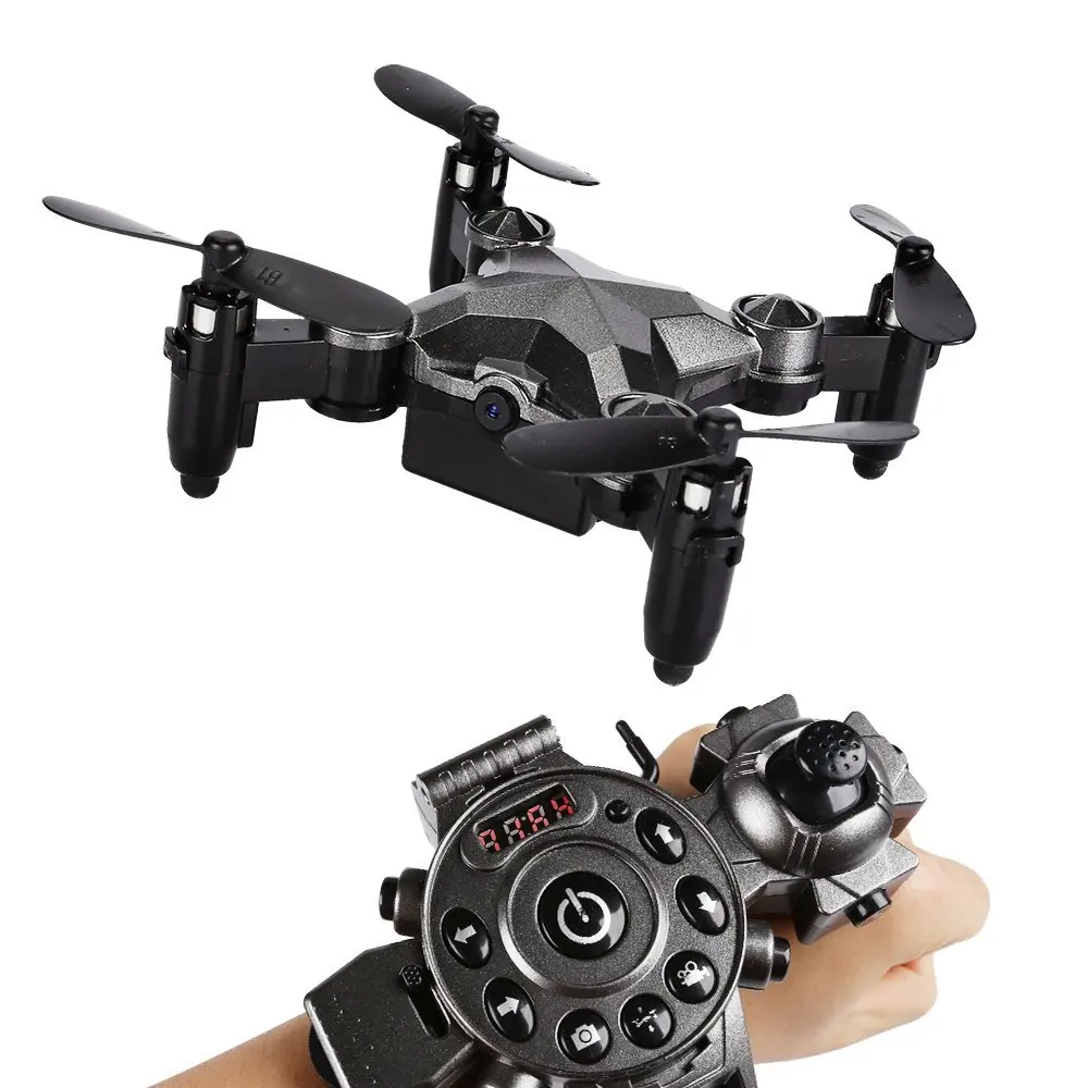 2019 Brand New RC Drone Mini Foldable Mode Quadcopter 4 Channel Gyro Aircraft with Watch Type Remote Controller