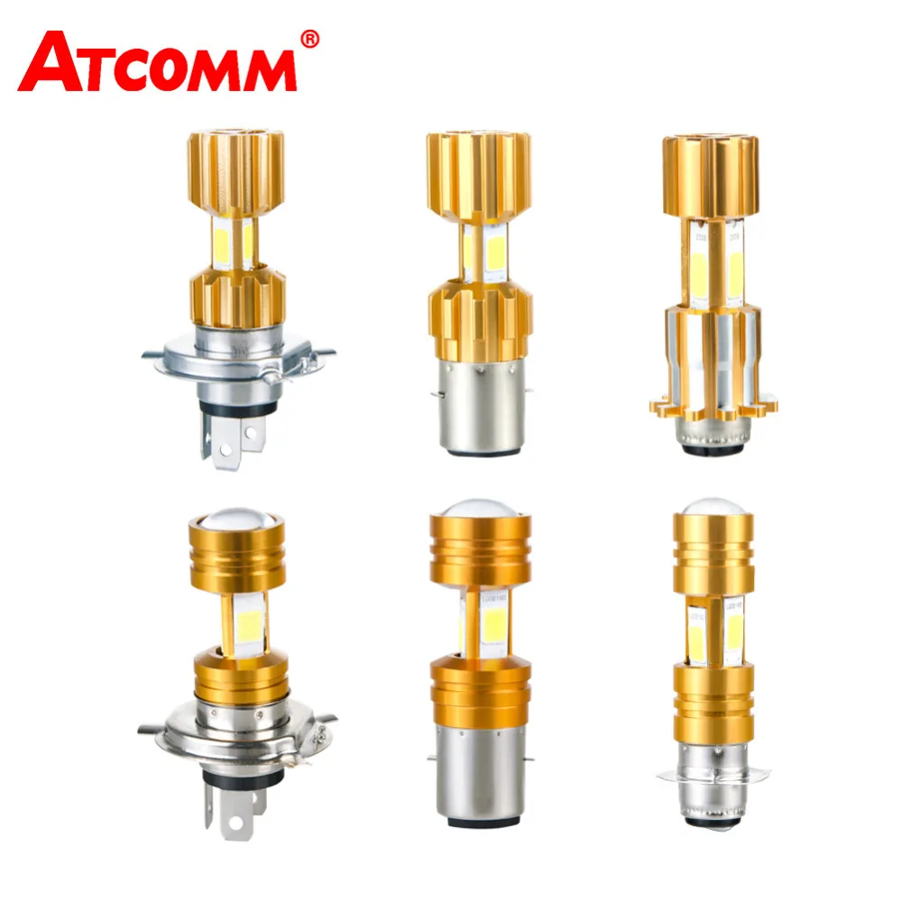 

ATcomm LED H4/HS1 Motorcycle Headlight Bulb Hi-Lo Beam 12V 3400Lm 6500K COB BA20D P15D LED Motorbike Headlamp Farol LED Moto