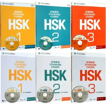 

6PCS Chinese English Bilingual exercise book HSK students workbook and Textbook :Standard Course HSK 1-3