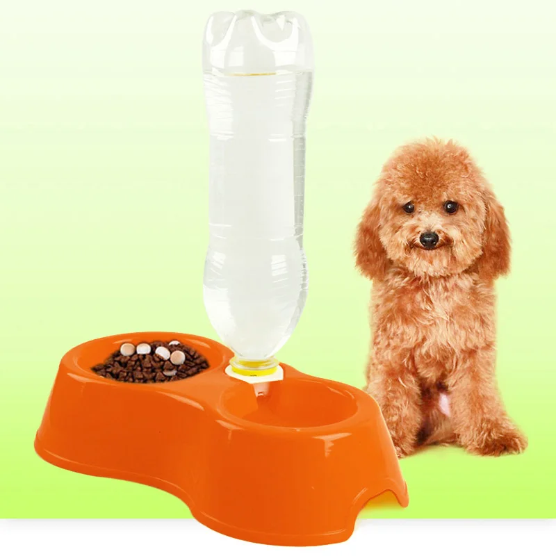

Pet Feeder Plastic Dual Port Automatic Feeder Water Drinking Feeding Basin Bowls For Cats Pet Dogs without Bottle DC156