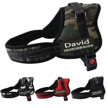 

New Fashion Dog Name Harness Costumized Free Name Phone Number Medium Large Big Dog Pet Personalized Harness