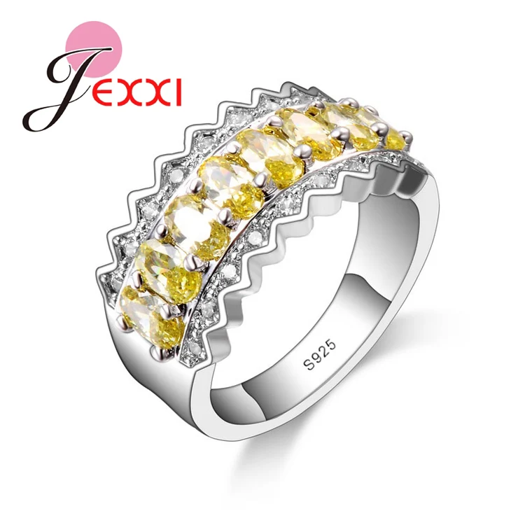 Soild 925 стерлингового серебра юбилей вечерние кольца наборы AAA белый циркон европейский женский ювелирный аксессуар
