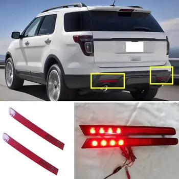 

For Ford Explorer 2011-2013 2014 2015 Rear Fog Light Lamp Assembly A 2PCS Red Lens Rear Bumper Foglight Car Accessories