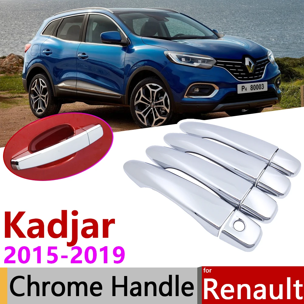 

for Renault Kadjar 2015~2019 Luxurious Chrome Exterior Door Handle Cover Car Accessories Stickers Trim Set 2016 2017 2018