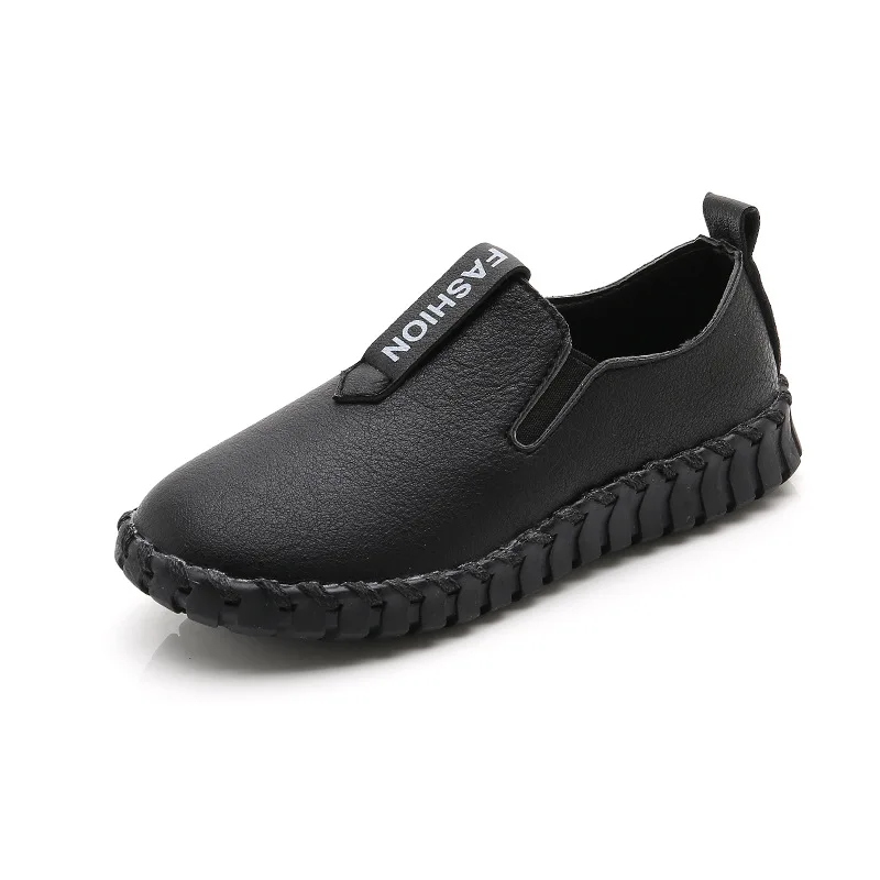 Весенне-Осенняя детская кожаная обувь с микрофиброй для мальчиков; Студенческая обувь в британском стиле; модная детская обувь с низким верхом; размеры от 26 до 37 - Цвет: black 1