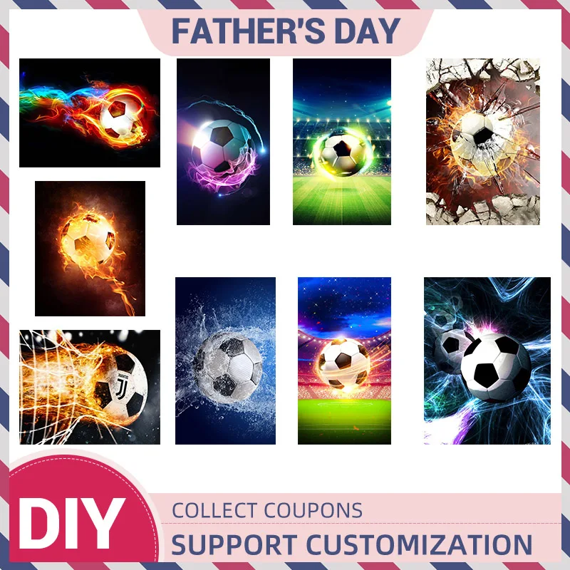 

5D DIY Diamond Painting Accessories Full Square Drill Fire Soccer/Football Embroidery Cross Stitch 2019 Champion League Craft