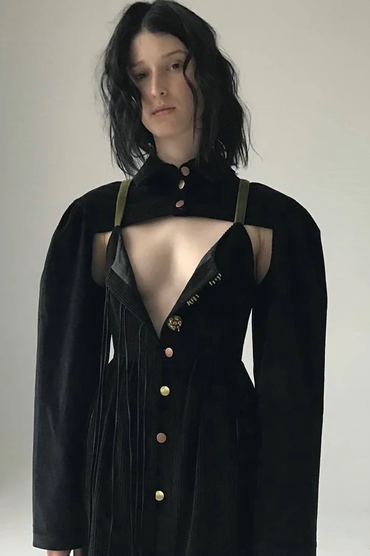 

GETSRING Two Pieces Set Women 2018 New Women's Sets Nail All Cotton Ultra Short Coat With Long Straps Skirt 2 Piece Set Women