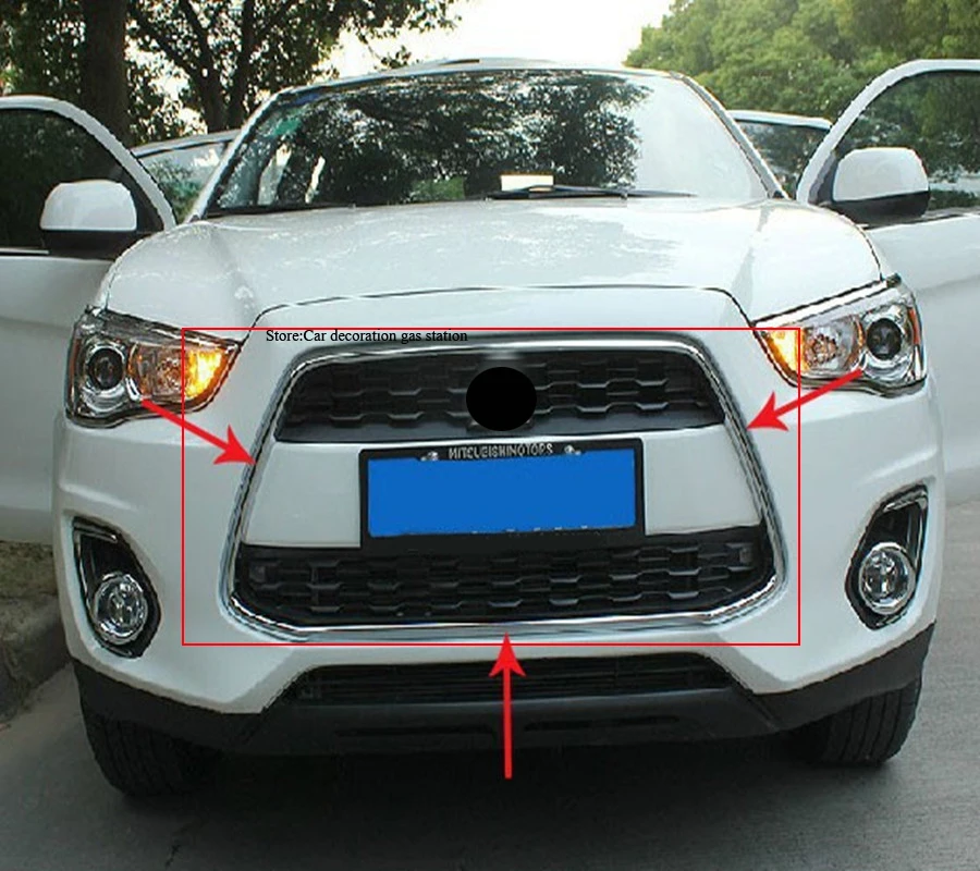 Для Mitsubishi ASX 2013- ABS Хромированная передняя решетка Вокруг отделки гоночных решеток отделка 2013-14