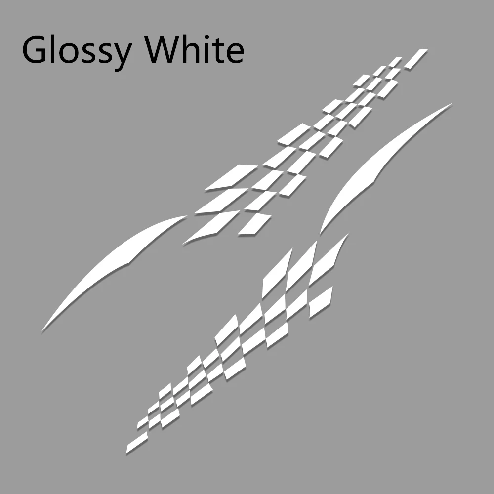 2шт 180 см x 39 см автомобильные стильные Стикеры Авто обе стороны юбки наклейки виниловые гоночные полосы стикер автомобиля DIY принадлежности для тюнинга - Название цвета: Glossy White