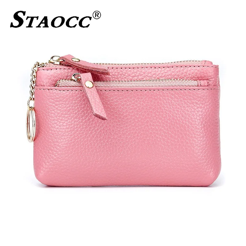 

Women Wallet mini Genuine Leather Small Coin Purse Multi-function Double Zipper Key Purse High Quality Female Wallets Short 2019