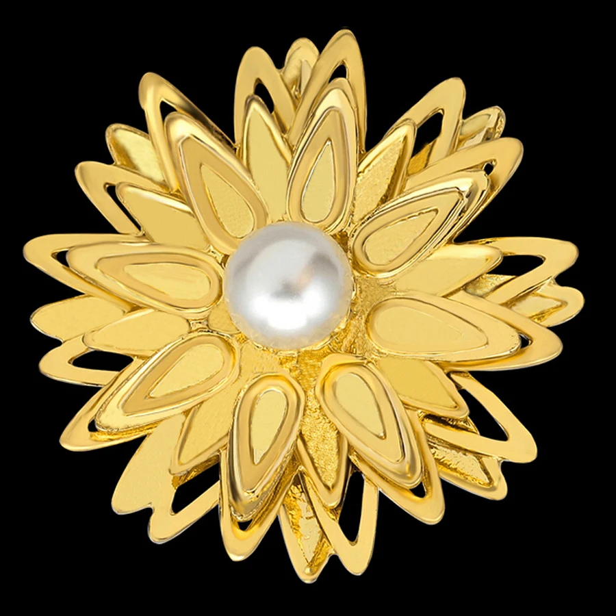 Yellow Sunflower Brooches for Women Suit Collar pin Men Clip Imitation Pearls Brooch Mens lapel