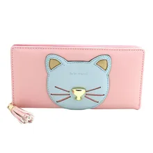 HOT 2016 New Fashion PU Leather Women Wallet Cute Cat Brand Lady Wallets Mobile Bags Handbag Female Purse Clutch Color Wholesale