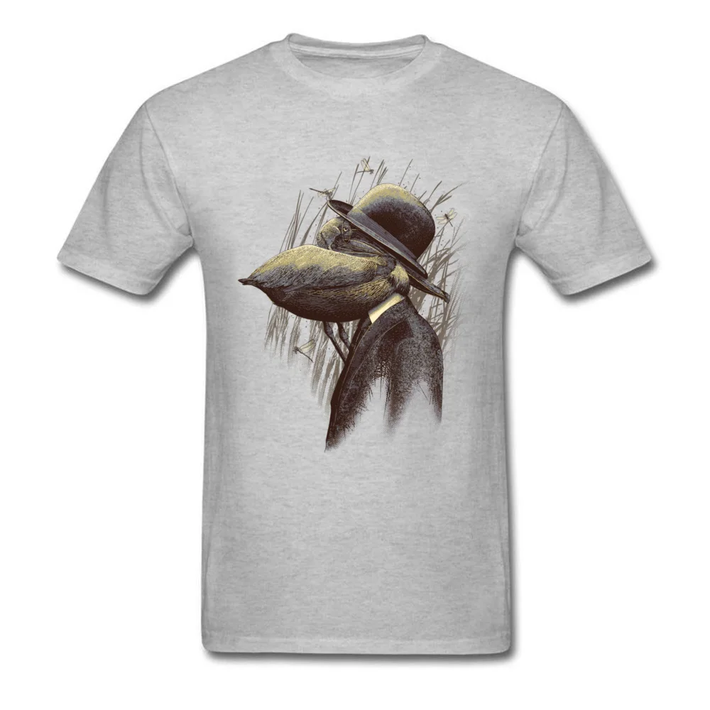 FIND THE PELICAN Father Day Pure Cotton O-Neck Tops T Shirt Short Sleeve Summer Tee-Shirts Prevailing Design T-Shirt FIND THE PELICAN grey