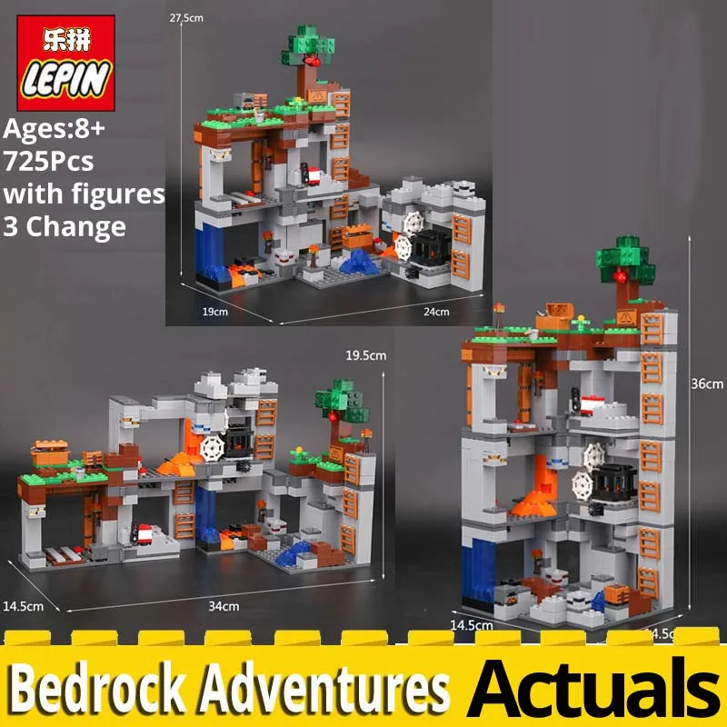 

Lepin MINECRAFTED 18042 Bedrock Adventures 3 change model Compatible legoinglys 21147 Set educational toys Building blocks Brick