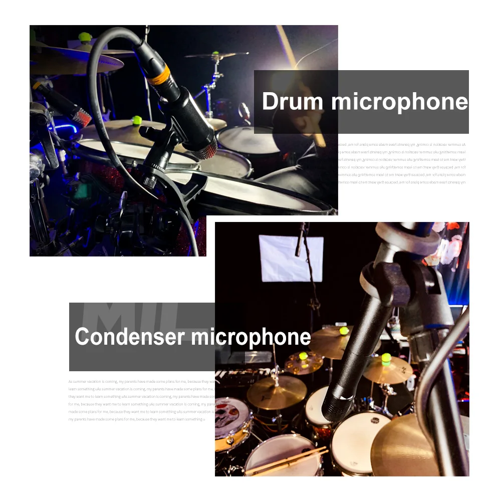 G-MARK G7 7-Piece Проводной динамический барабан Mic Kit все алюминиевые ударные басы Tom/Snare& Cymbals набор микрофонов-Используйте для барабанов, вокала