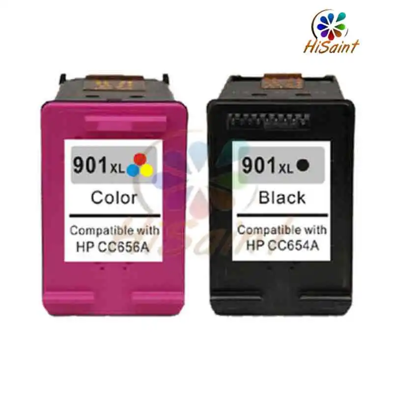 hisaint 1set ink cartridge for HP 901 XL CC654A CC656A nkjet Printer Ink Cartridge for hp901
