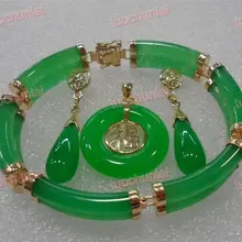 Красивый, зеленый, натуральный зеленый Будда жадеит ссылка браслет висячая подвеска Цепочки и ожерелья серьги набор нефритовый кристалльный ювелирные изделия