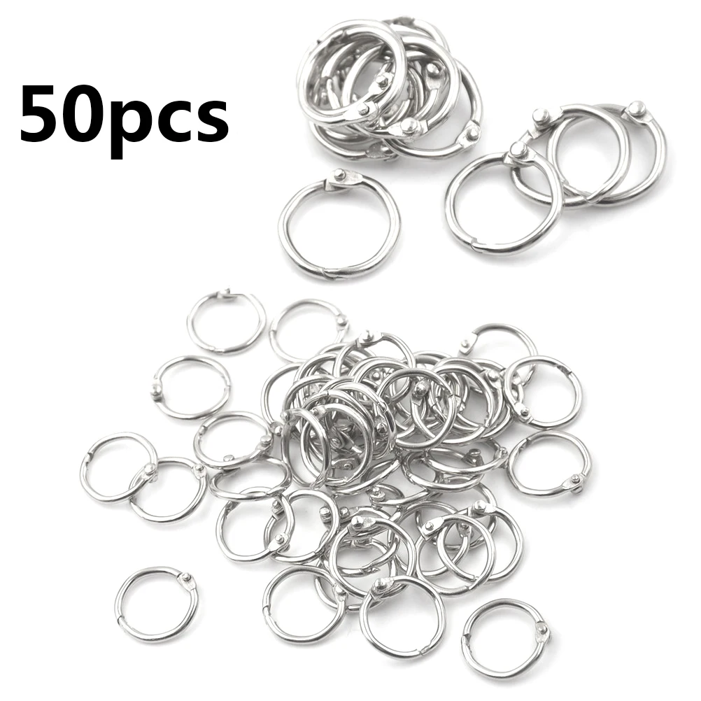 50PCS Metal Loose Leaf Book Binding Ring Key Chains Clip Album Scrapbook Craft Photo Split Rings