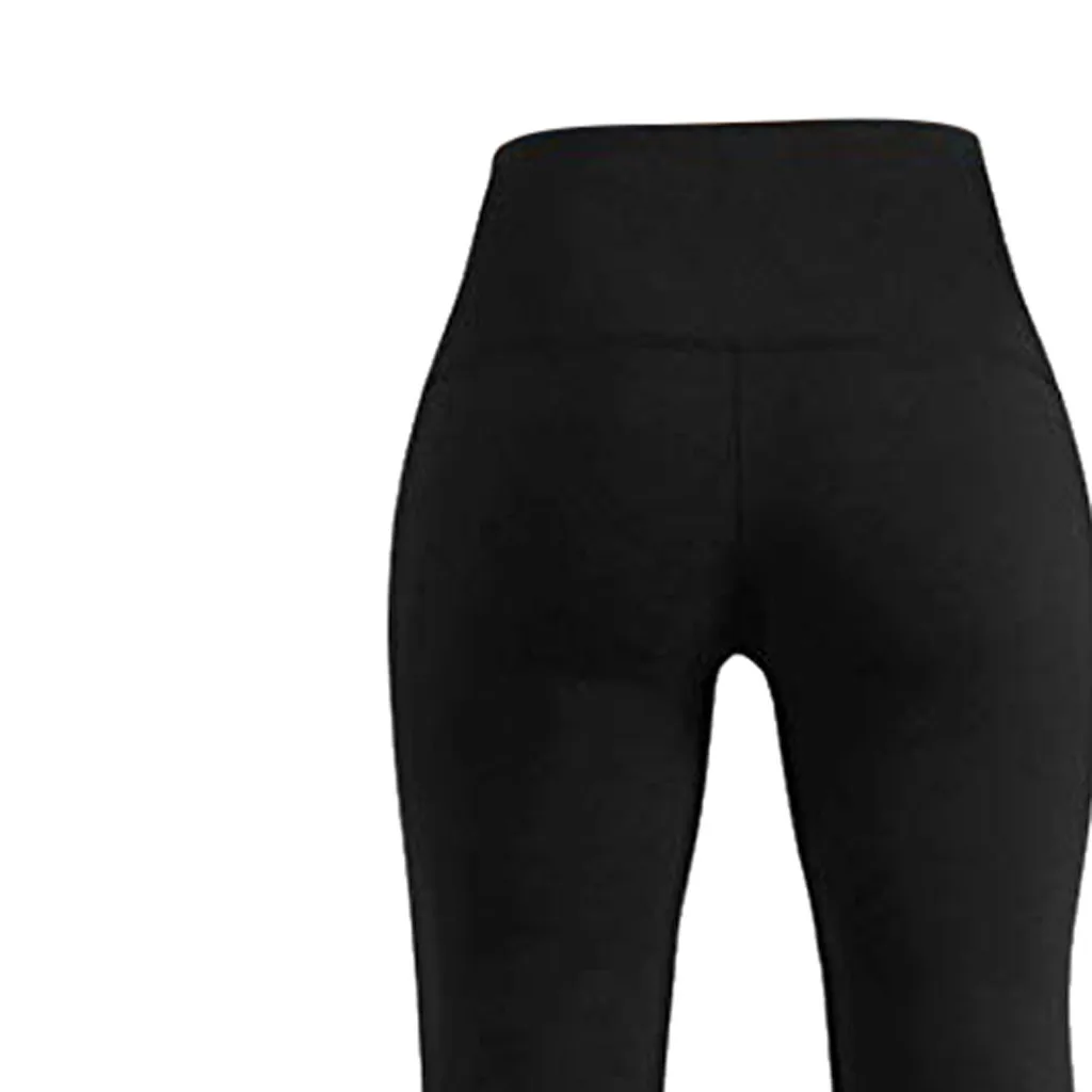 Женские свободные уютные одноцветные брюки с контролем живота, тренировочные брюки с высокой талией, Стрейчевые брюки, расклешенные брюки, штаны с голенищем# T30