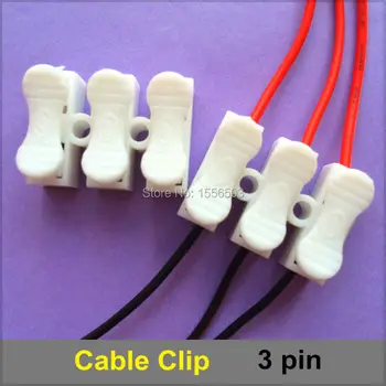 

500pcs 3pin Spring Cable Clip self lock press push quick White 3P Wire clip connector wiring Terminal for car led strip lamp