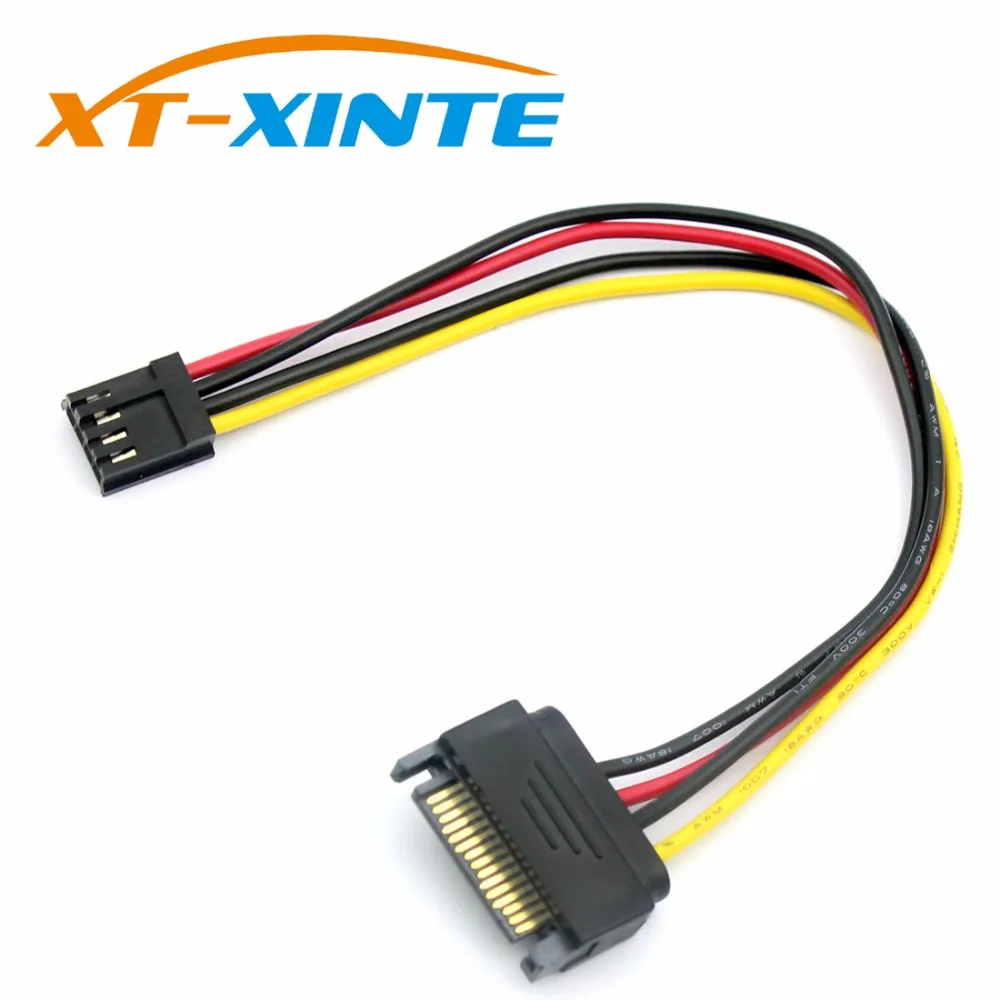 20cm Floppy Drive 4Pin to SATA Male Power Cable Adapter SATA 15PIN to