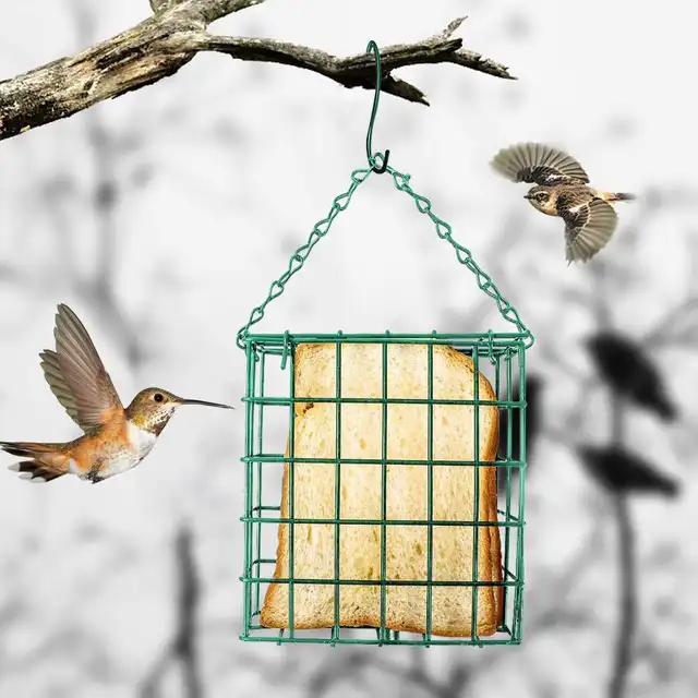 Green Square Bread Block Bird Feeder Outdoor Bird Food Device Suet