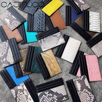 

CAJIFUCO Ultrathin Python Skin Porte Carte Snakeskin Credit Card Holder Leather Coin Purse
