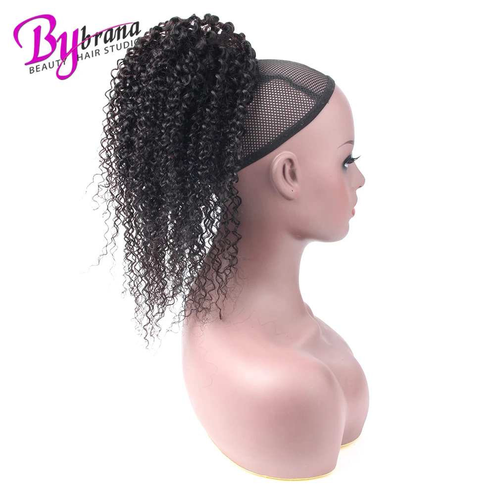 

Kinky Curly Ponytail Peruvian Human Hair Clip In Hair Extensions Remy Hair Drawstring Ponytail Natural Color Bybrana