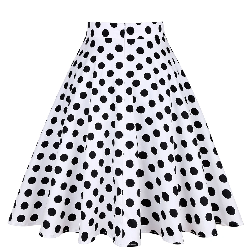 2019 Retro 50s Vintage Women Skirt High Waist Pleated Midi Skirt Women's Clothing Summer Audrey Hepburn Vintage Big Swing Skirts