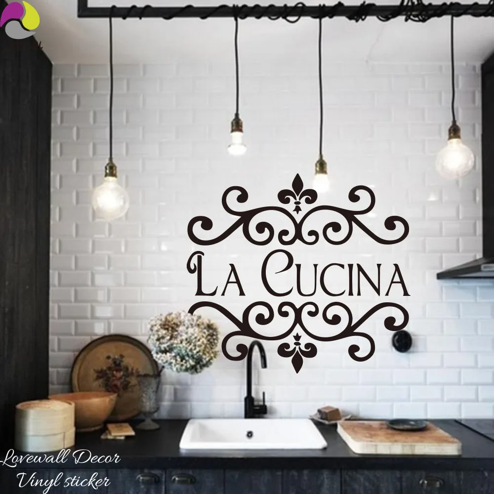 La Cucina Kitchen Wall Sticker Italian Kitchen Quote Wall Decor Flower Kitchen Cut Vinyl Decor Wall Art Mural free New DIY La Cucina Kitchen Wall Sticker Italian Kitchen Quote Wall Decor Flower Kitchen Cut Vinyl Decor Wall Art Mural free New DIY