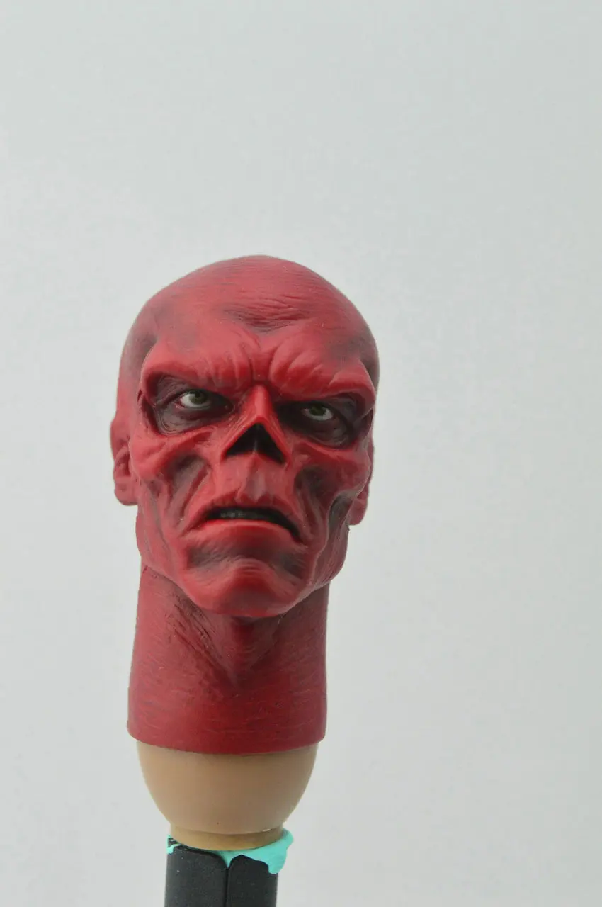 

Custom 1/6 Scale Red Skull Head Sculpt For Hot Toys Figure Body