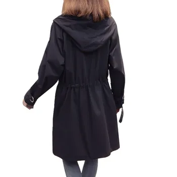 

2019 Spring Autumn Women Fashion Trench Coat female Slim Hooded windbreaker coat Casual Long sleeve Women Coat outerwear