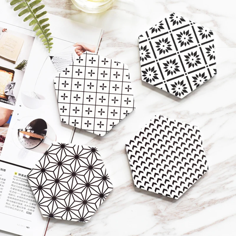 

Nordic creative geometric European-style ceramic coaster insulation pad waterproof non-slip shooting props decorative placemat