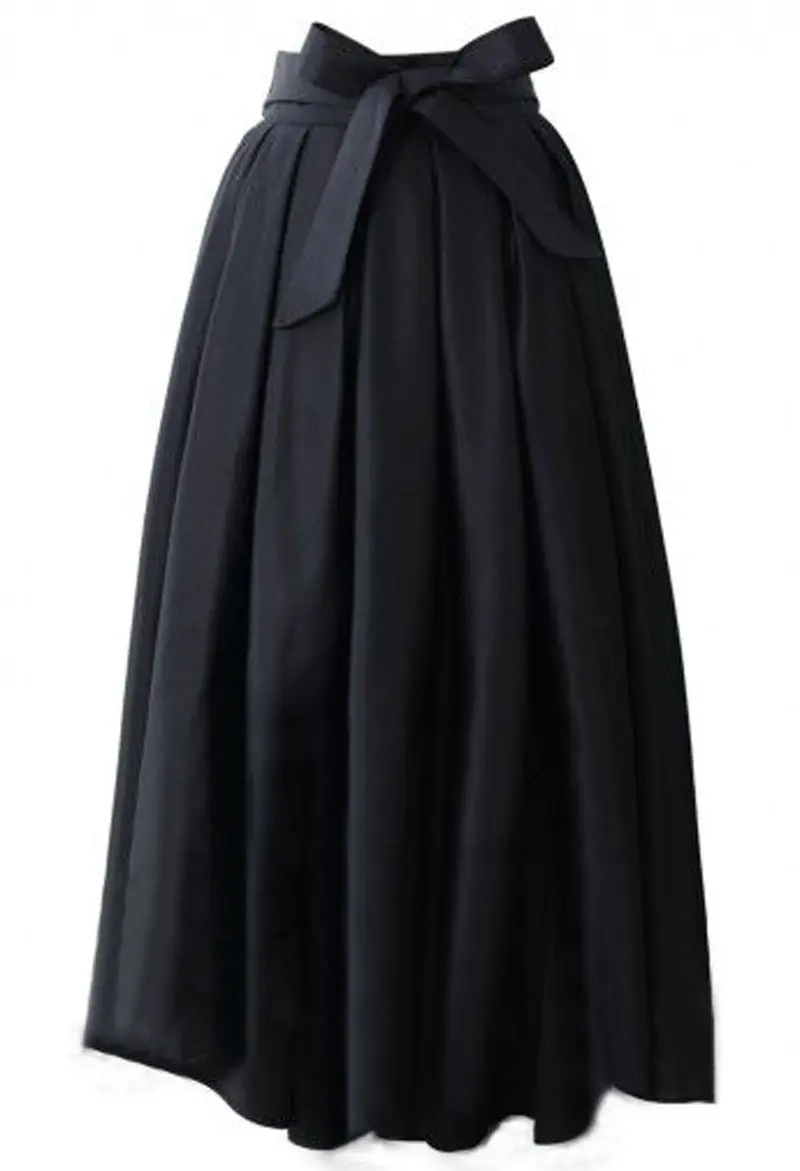 

Runaway Maxi Skirts Womens Vintage 2018 Ball Gown Solid Black Blue Party A-line Pleated Long Skirt XXXL Plus Size Pockets