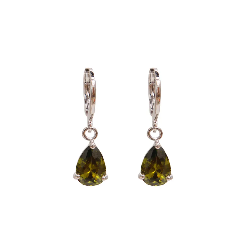 Женское/женское посеребренное украшение с зеленым фианитом|stone fashion jewelry|jewelry