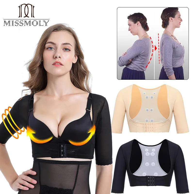 

Miss Moly Women's Shapewear Tops Wear Your Own Bra Short Sleeve Slim Crop Top Shaper Body Arm Shape Underbust Slimming Underwear