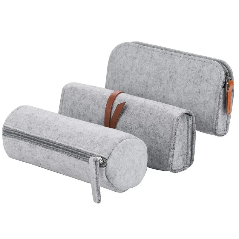 

3PCS Multifunctional Felt Cylinder Style Pen Stationery Case Large-Capacity Felt Pen Holder Portable Pencil Storage Case